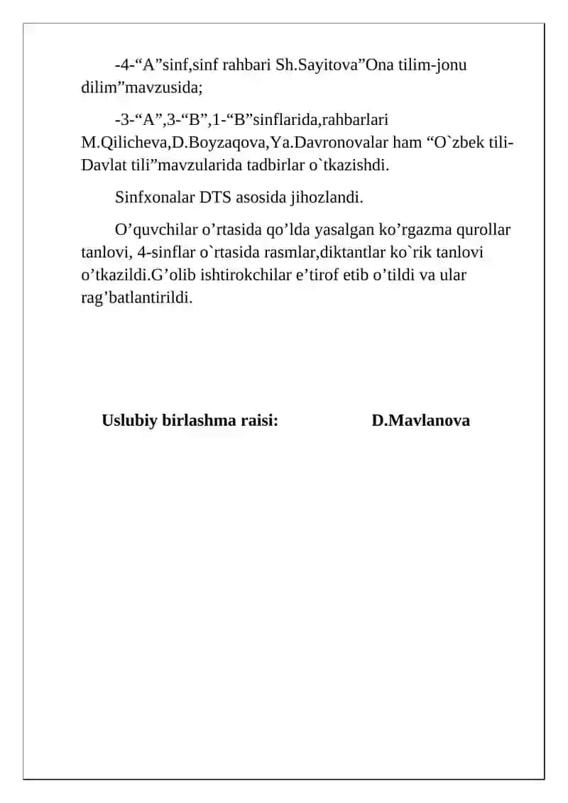 Filologiya yo'nalishidagi fanlar (ona tili va adabiyot, o'zbek tili) 2