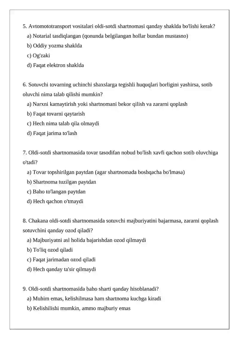 Oldi-sotdi shartnomasining fuqarolik huquqiy muammolari 2