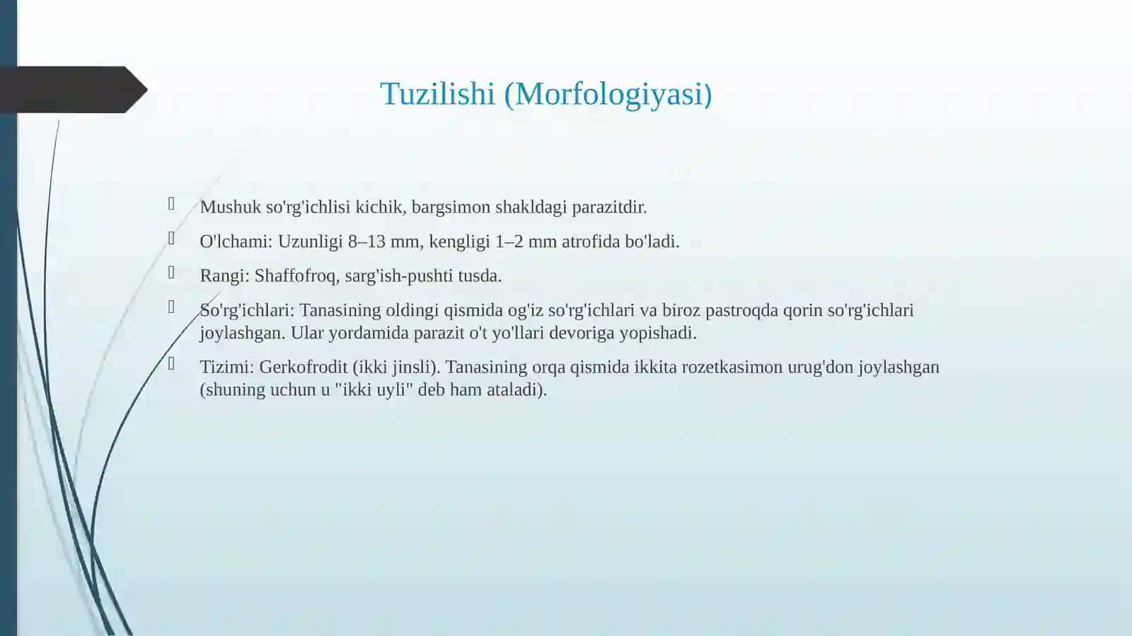 tibbiy biologiyadan mustaqil talim:mushuk sorgichlisi 2