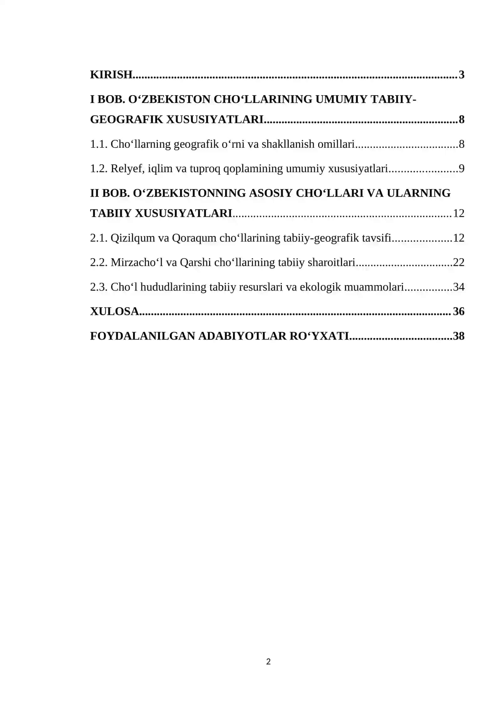 O‘ZBEKISTON CHO‘LLARINING UMUMIY TABIIY-GEOGRAFIK XUSUSIYATLARI 2
