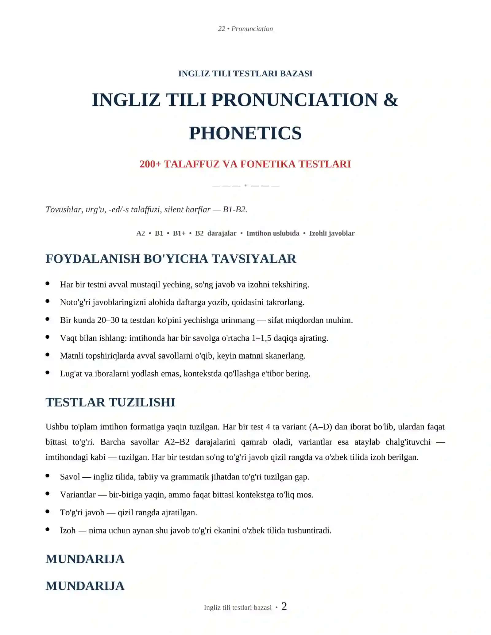 INGLIZ TILI TESTLARI BAZASI 200+ 2