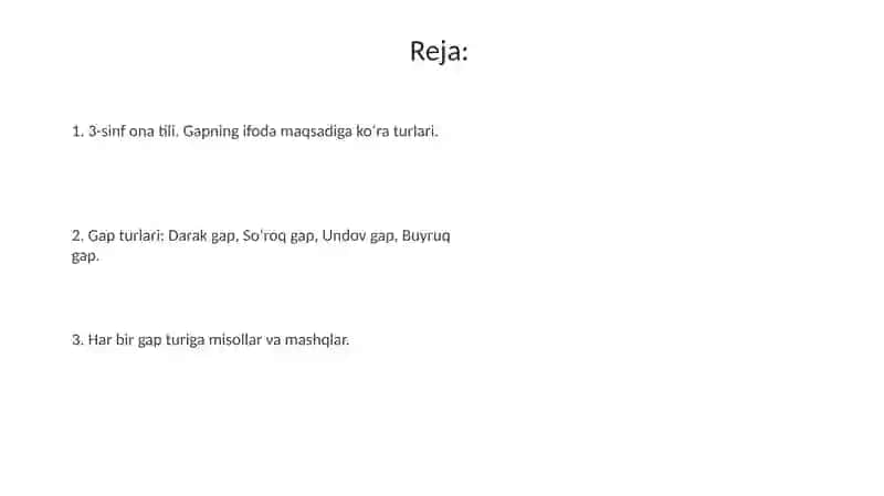 3-sinf ona tili. Gap ifoda maqsadiga ko'ra turlari 2