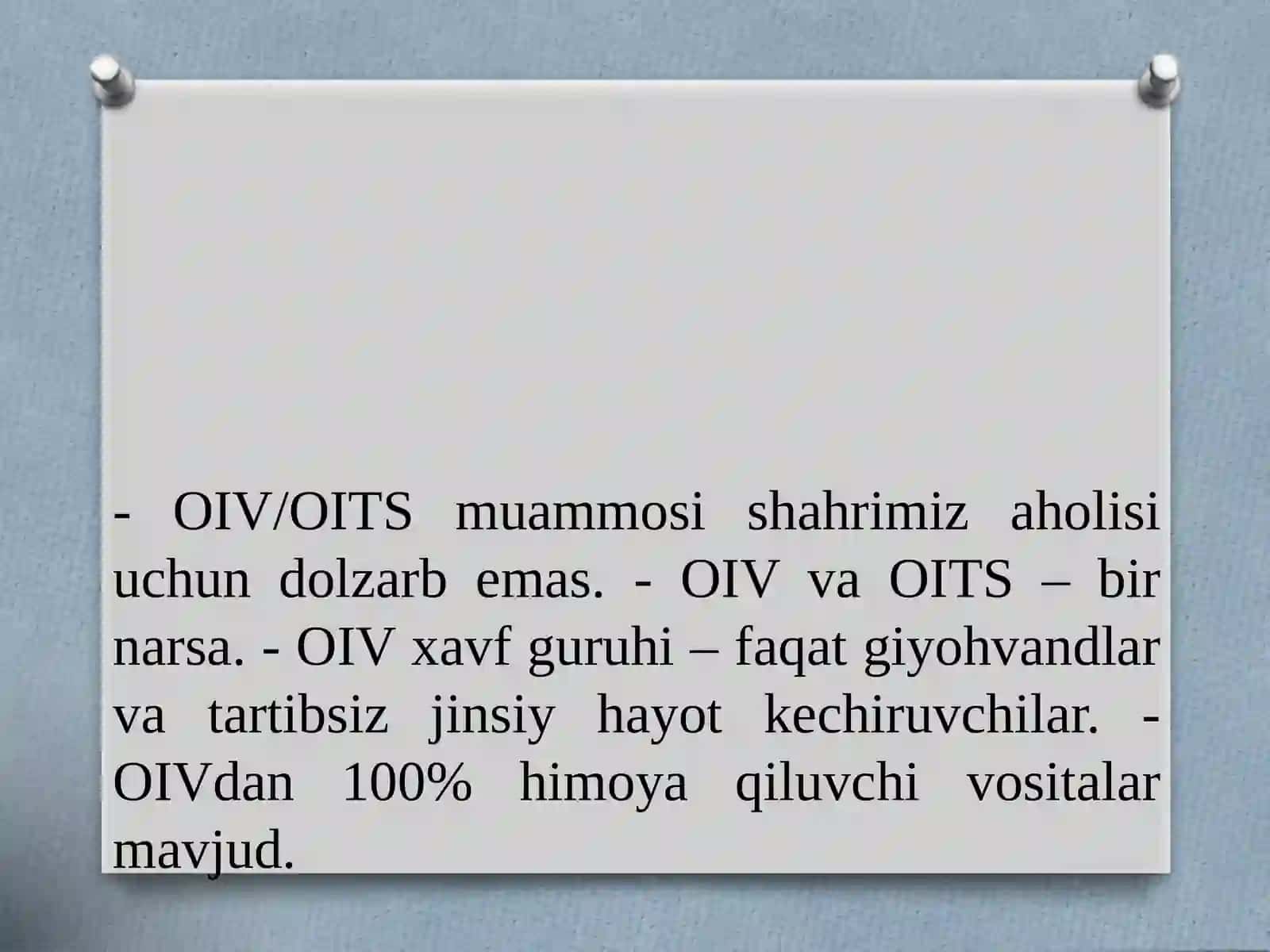 OIV va OITS profilaktikasi va kurash 2