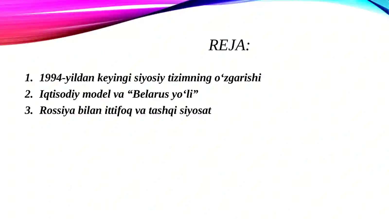 XX asr oxiri XXI asr boshlarida Belorusiya 2