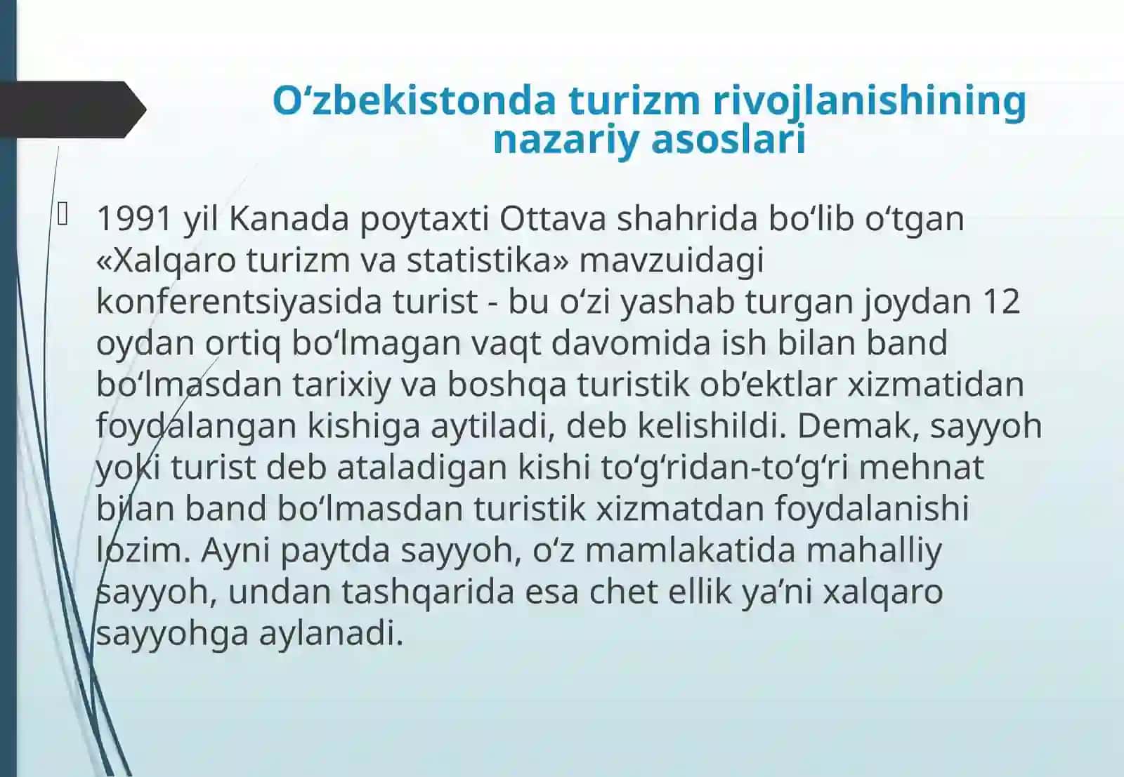 O‘zbekistonda turizm rivojlanishining nazariy asoslari 2