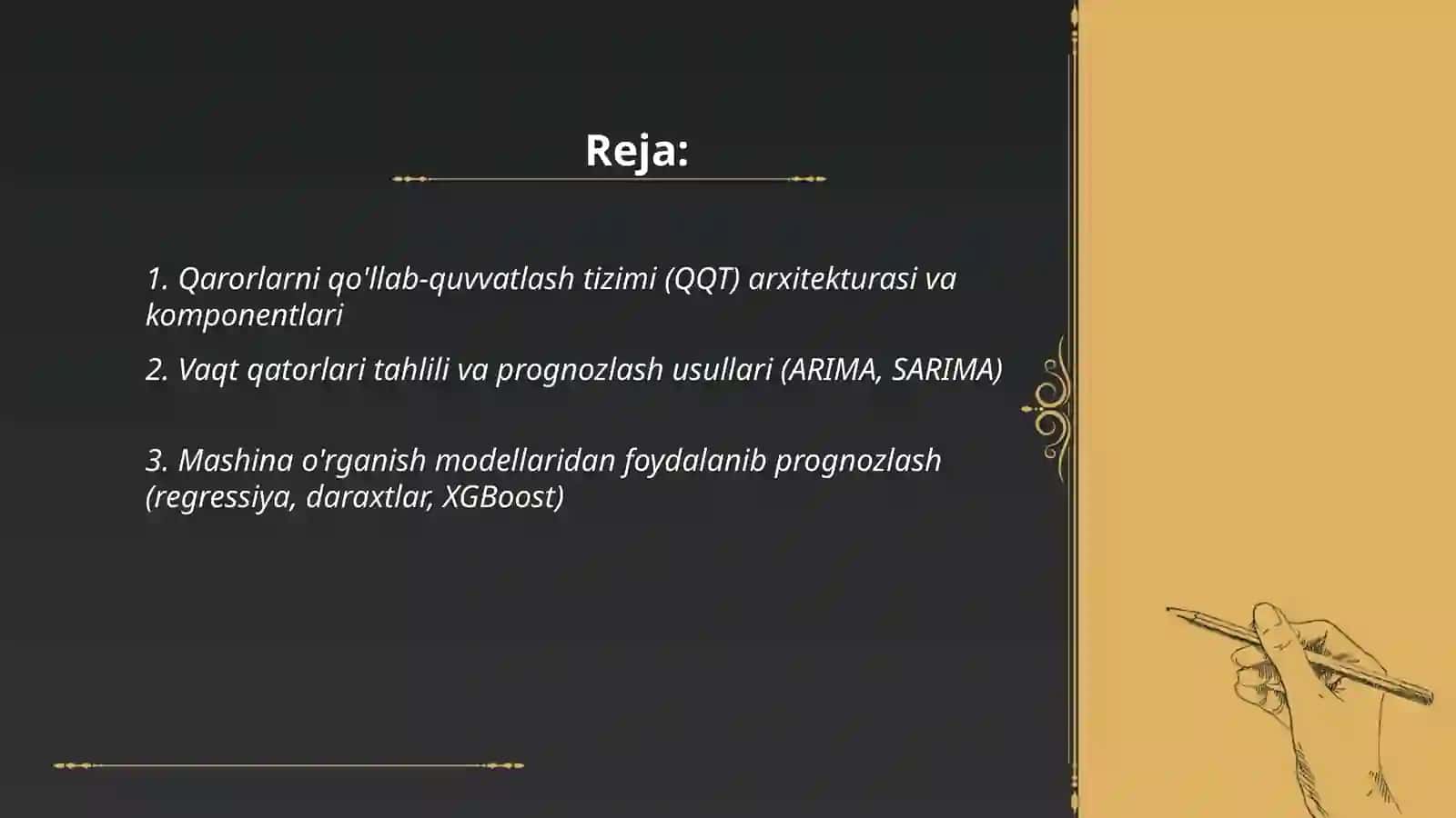 Qarorlarni qo'llab-quvvatlash tizimlari va prognozlash usullarini yaratish uchun axborot texnologiyalari 2