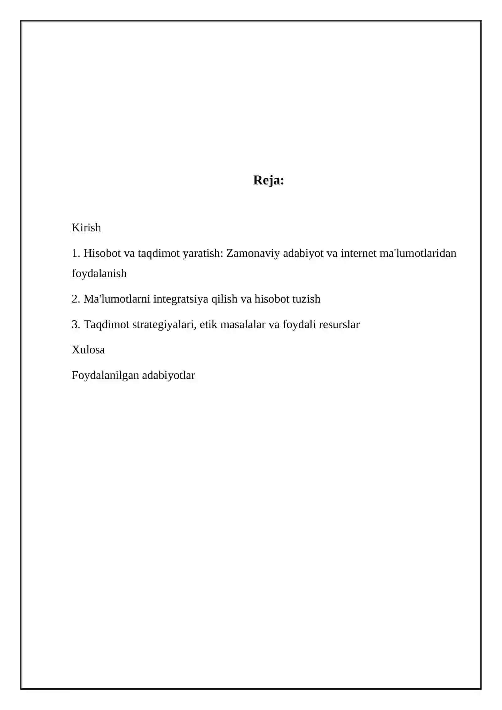 Zamonaviy adabiyot va internet ma'lumotlaridan foydalanish referati 2