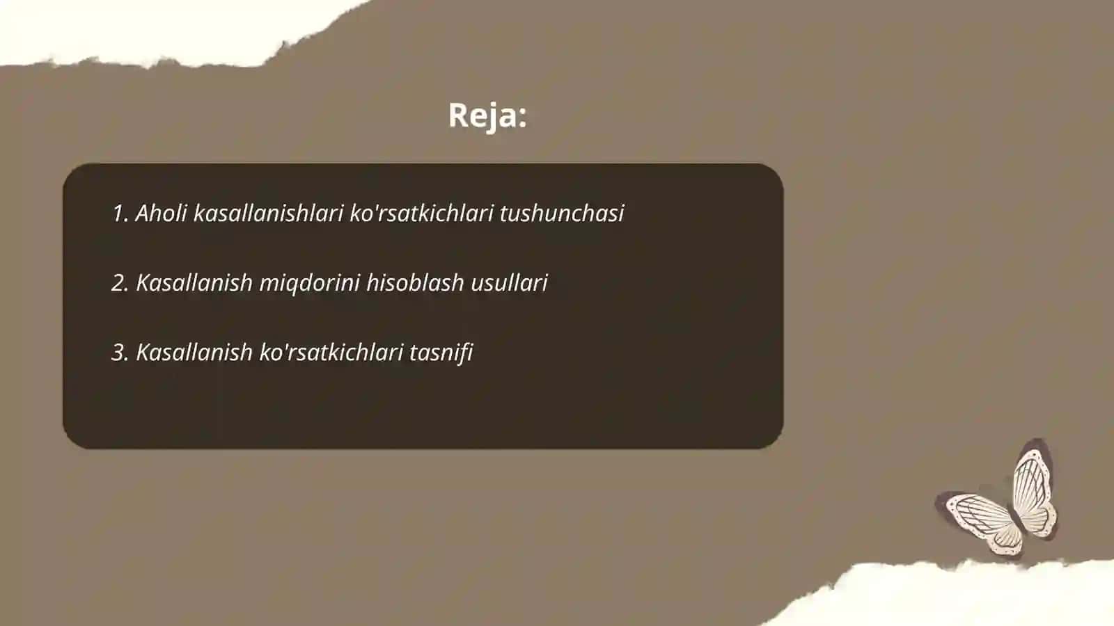 Aholi kasallanishlari ko'rsatkichlari va ularni hisoblash. Xalqaro kasalliklar tasnifi 2
