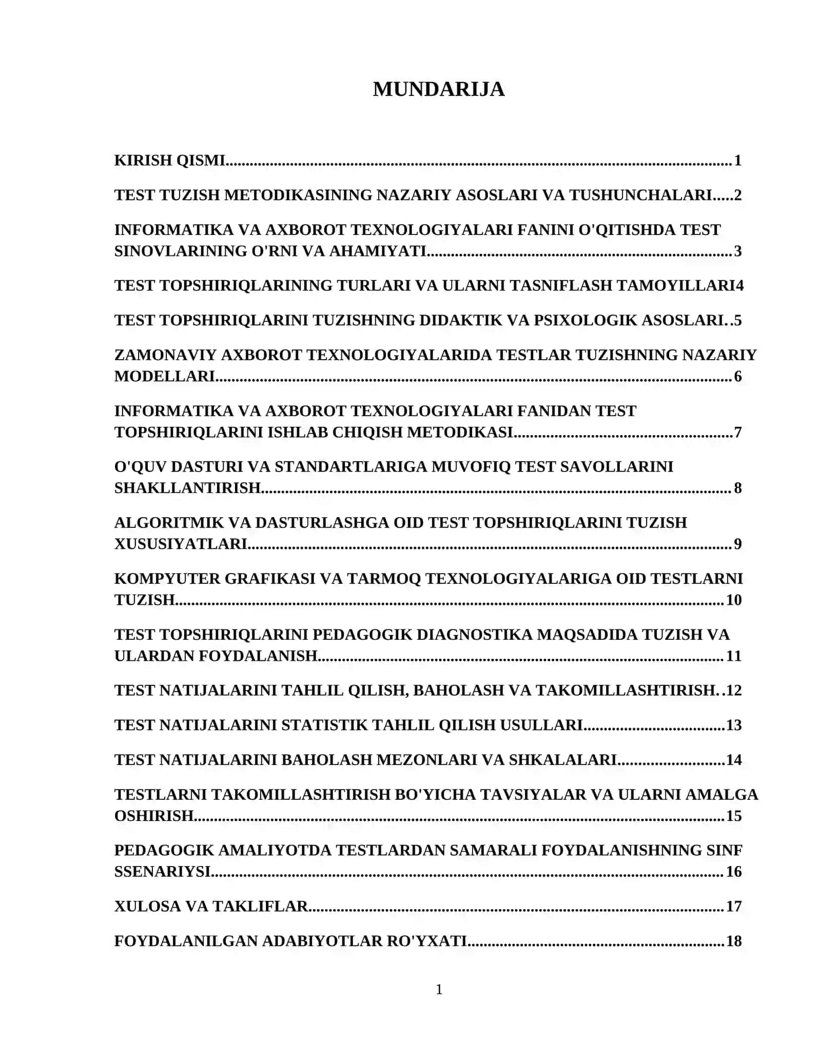 Informatika va axborot texnologiyalari fanidan testlar tuzish metodikasi 2