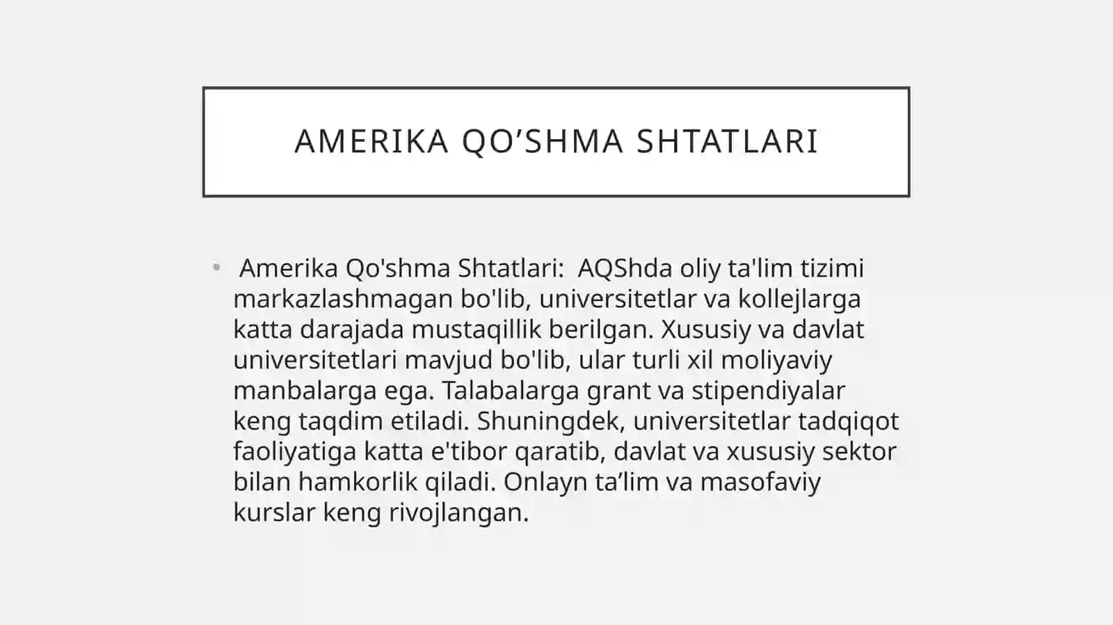 Rivojlangan xorijiy mamlakatlar oliy ta’lim tizimini boshqarish tajribasi 2