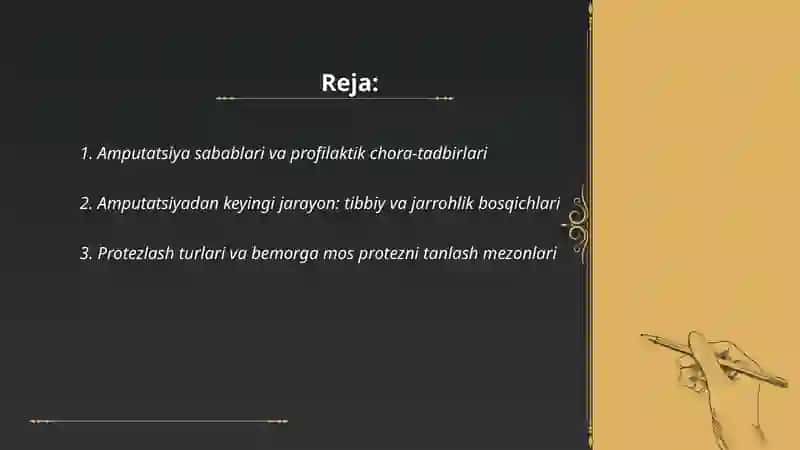 Amputatsiya, protezlash ishlari va nogironlar reabilitatsiyasi 2