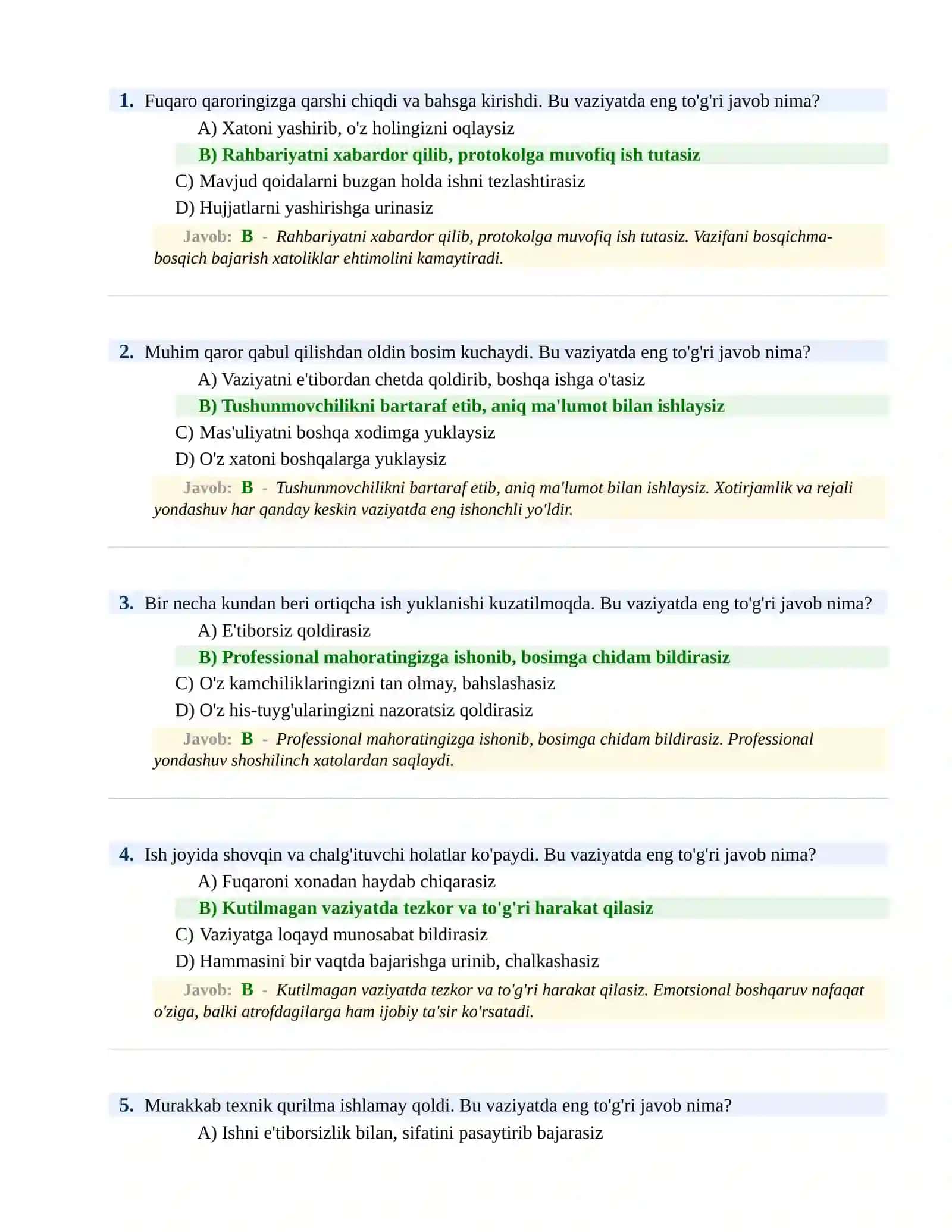 BOJXONA XIZMATIGA ISHGA KIRISH PSIXOLOGIK SINOV Testlari 2