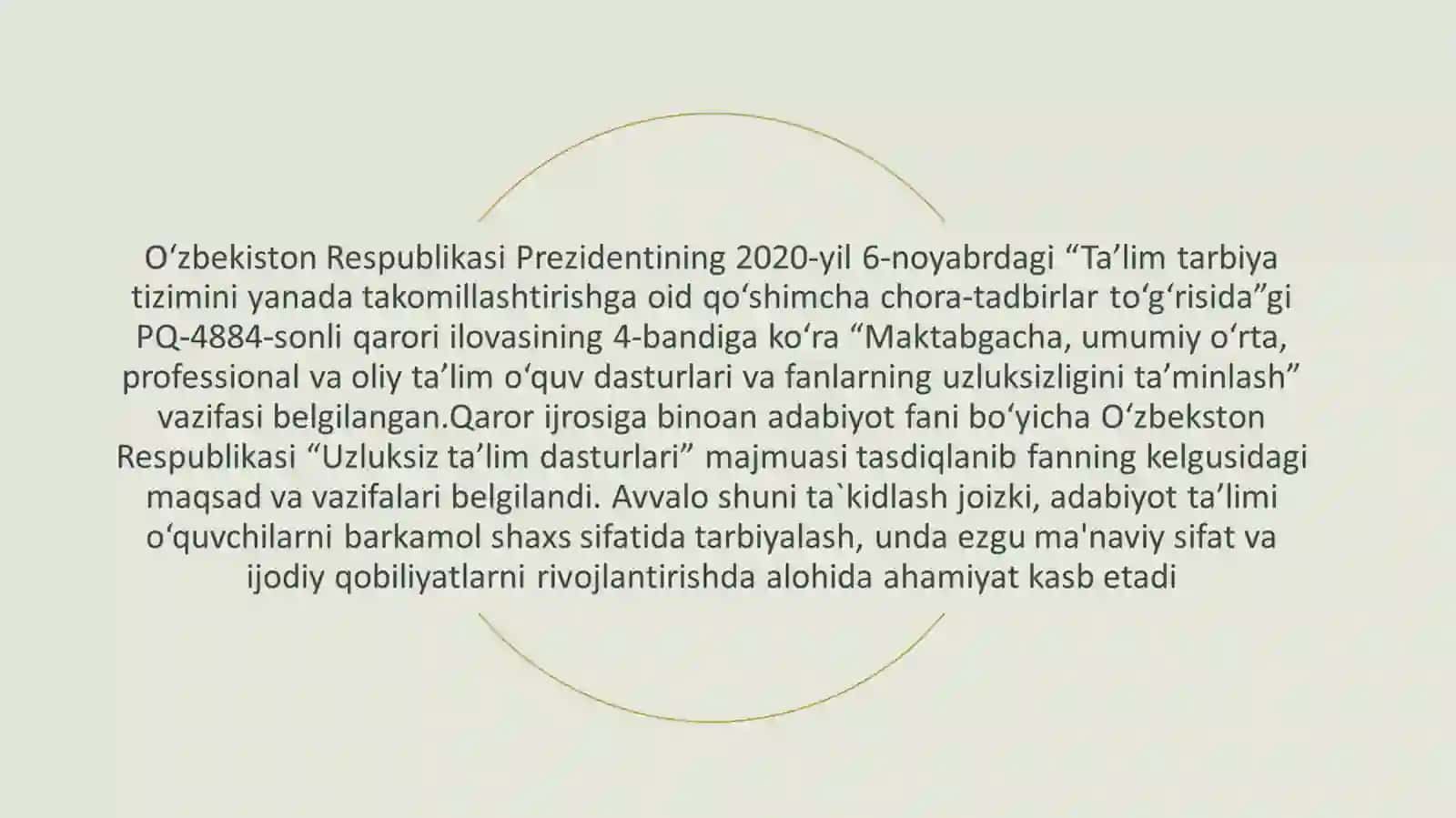 "Tarbiya" fanidan tayyorlangan taqdimot 2