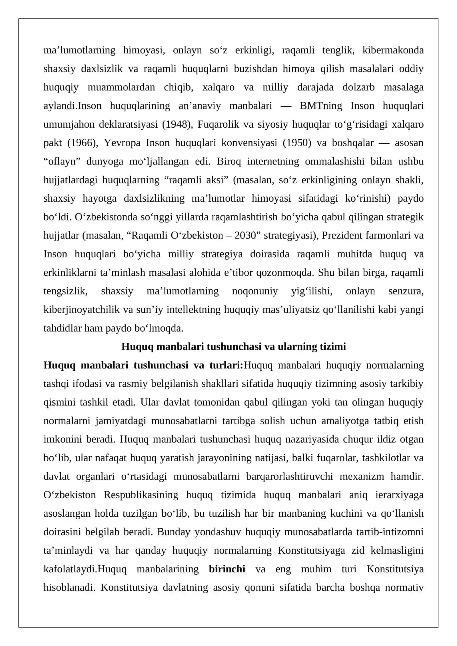 Huquq manbalari va raqamli inson huquqlarini tartibga solish 2