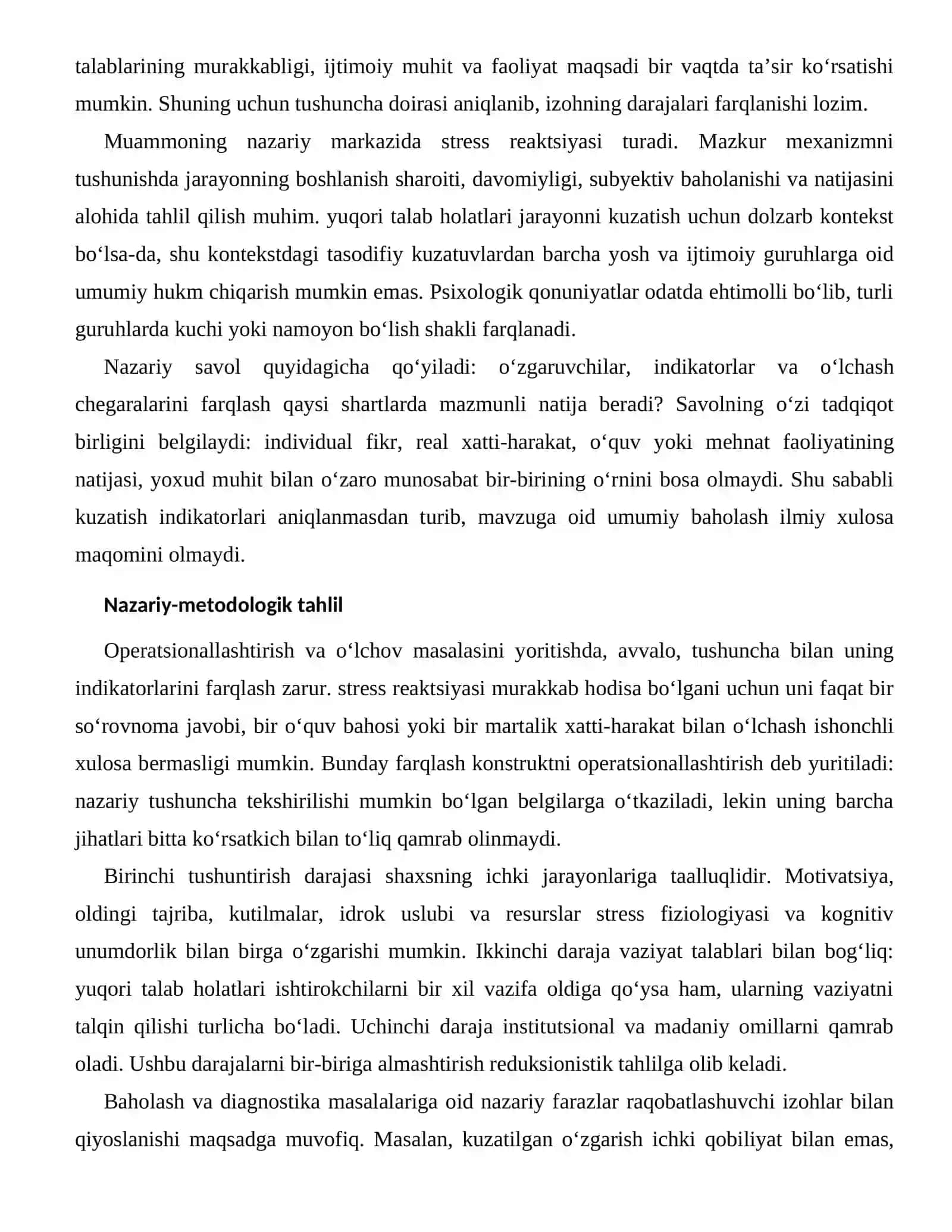 STRESS FIZIOLOGIYASI VA KOGNITIV UNUMDORLIKNING BAHOLASH VA DIAGNOSTIKA MASALALARI 2