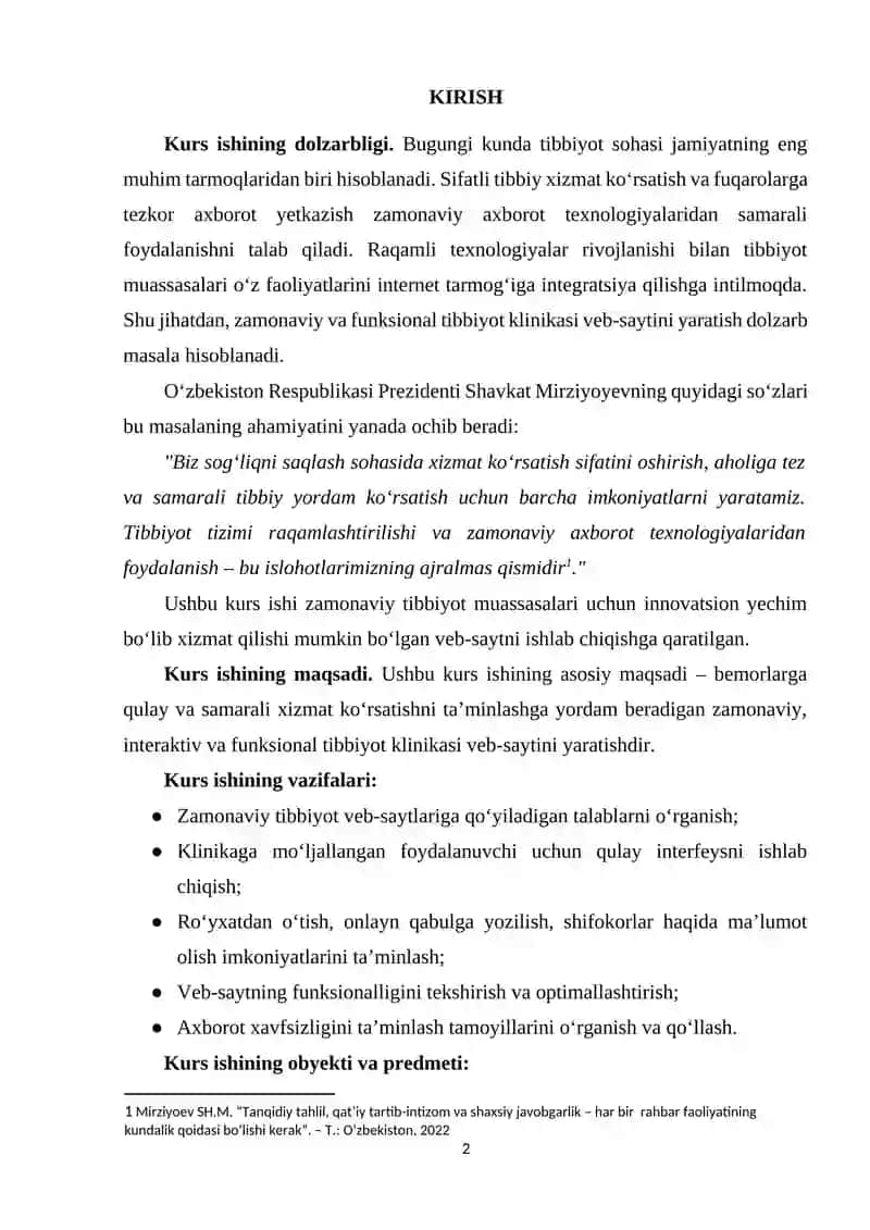 Med klinika web sahifasini yaratish 2