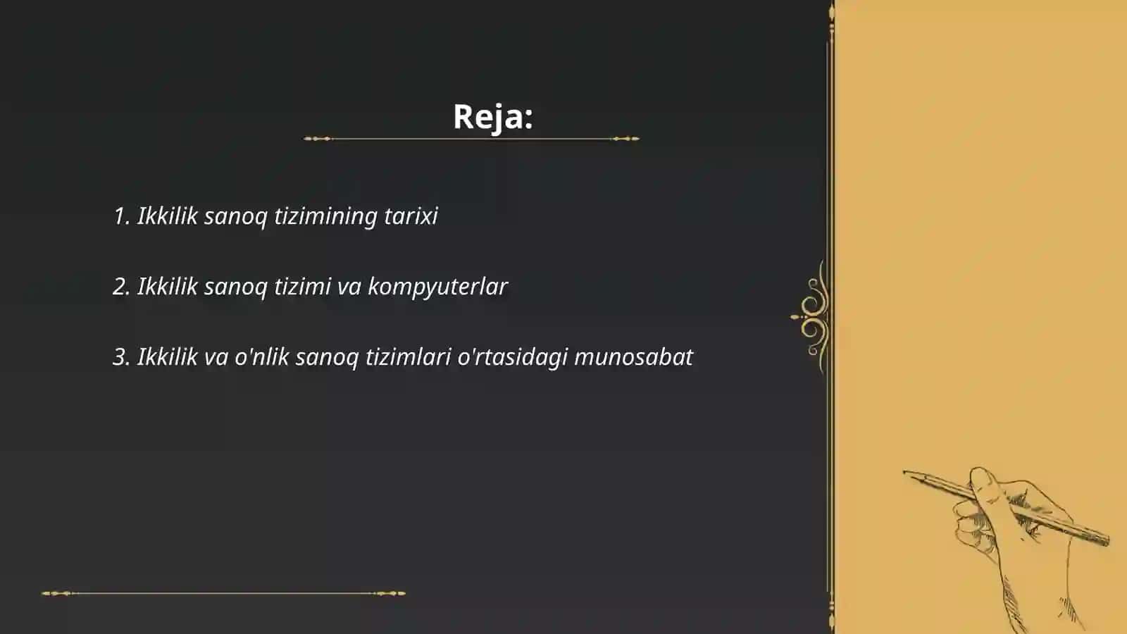 Ikkilik sanoq sistemasining tadbigi 2