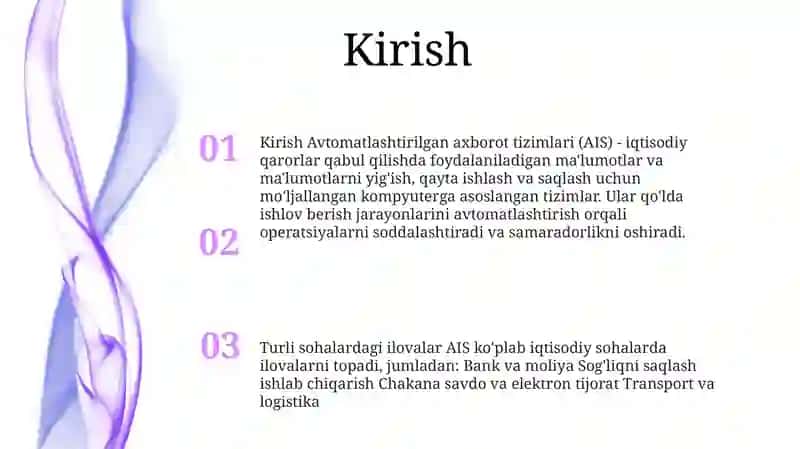 Avtomatlashtirilgan Axborot Tizimlari 2