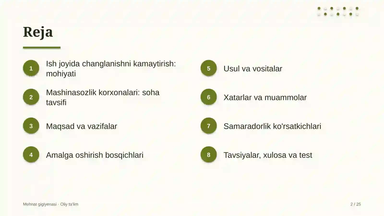 mashinasozlik korxonalarida ish joyida changlanishni kamaytirish 8789 2