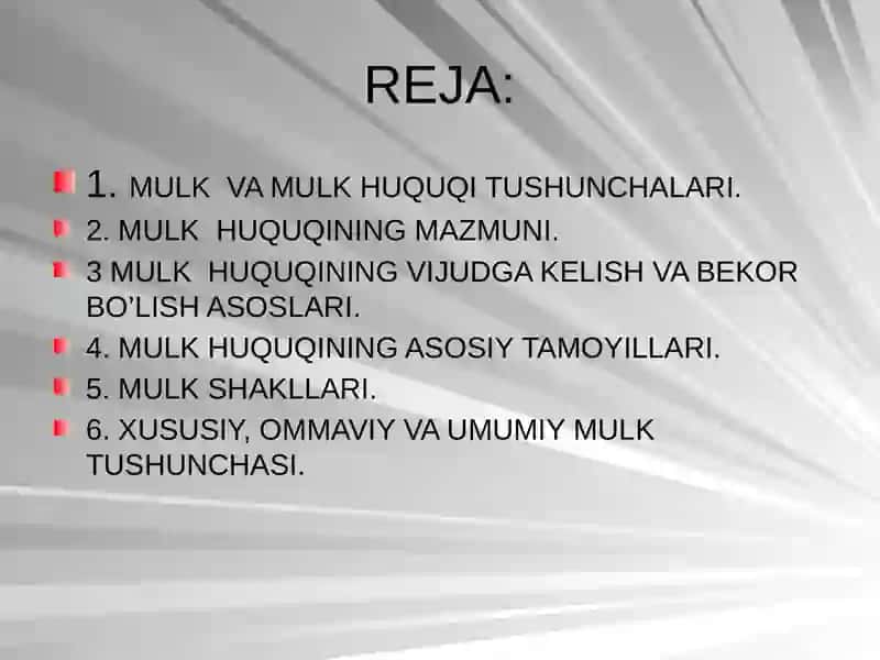 Mulk va mulk huquqi tushunchalari 2
