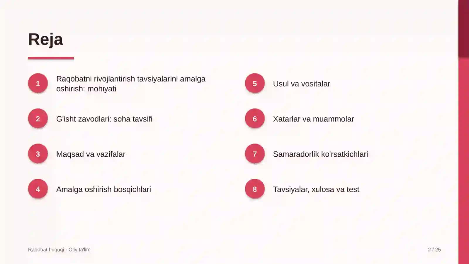 g'isht zavodlarida raqobatni rivojlantirish bo'yicha tavsiyalarni amalga oshirish 5554 2