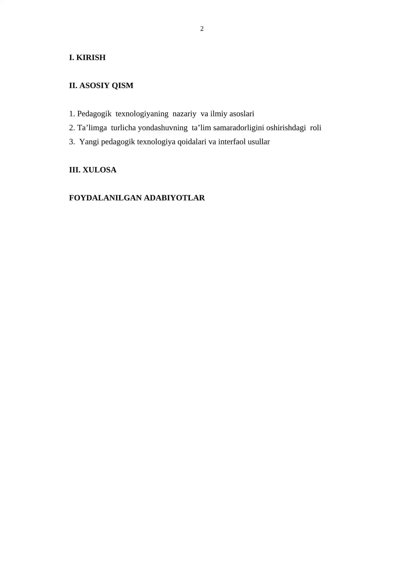 PEDAGOGIK TEXNOLOGIYANING ILMIY NAZARIY VA PEDAOGIK ASOSLARI 2