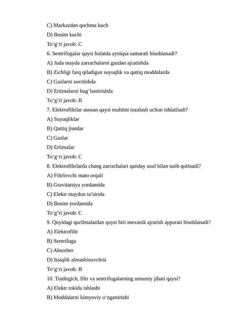 Tindirgichlar, filtrlar konstruksiyalari, sentrifugalar va elektrofiltrlar 2