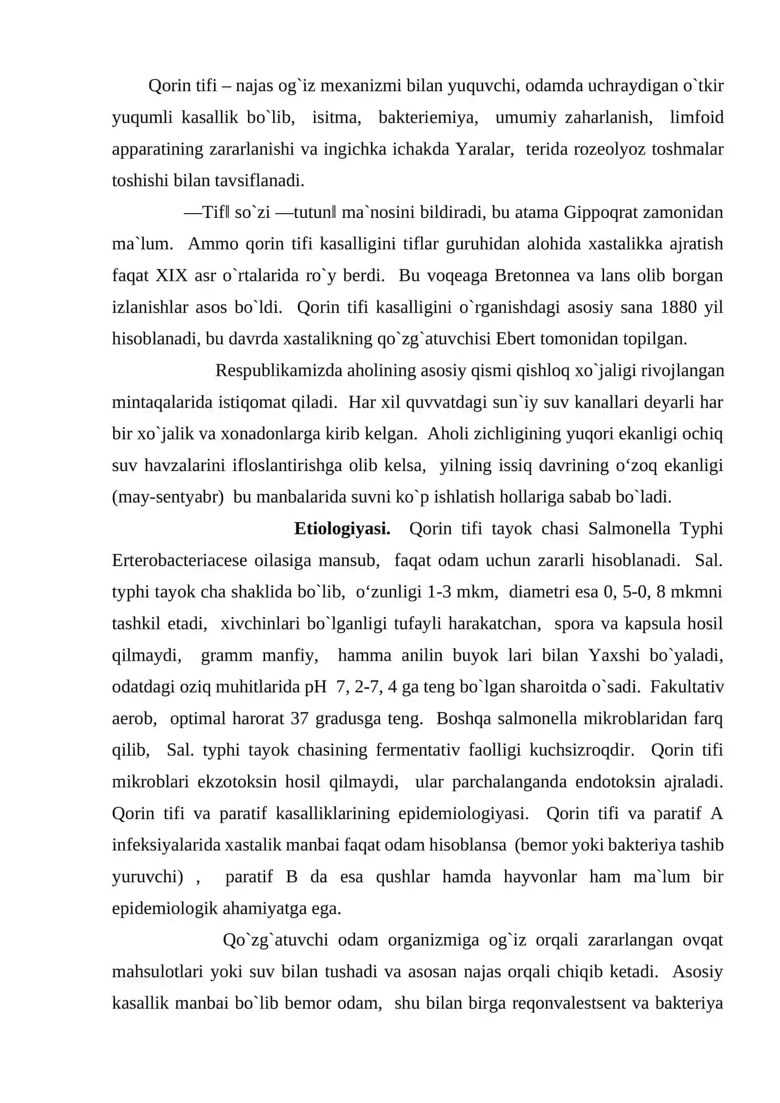 Qorin tifi, paratiflar A va B hamda salmonellyozlarda hamshiralik ishi 2
