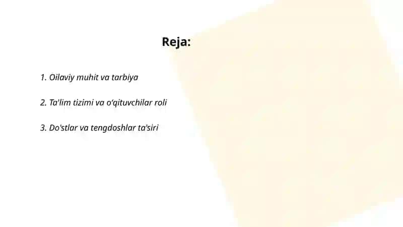Shaxs rivojlanishiga ta'sir etuvchi omillar 2