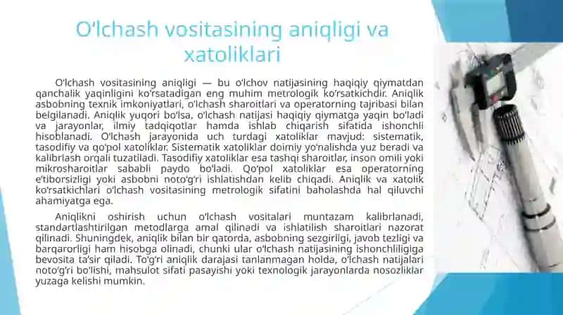 O‘lchashvositalarining metrologik ko‘rsatkichlari 2
