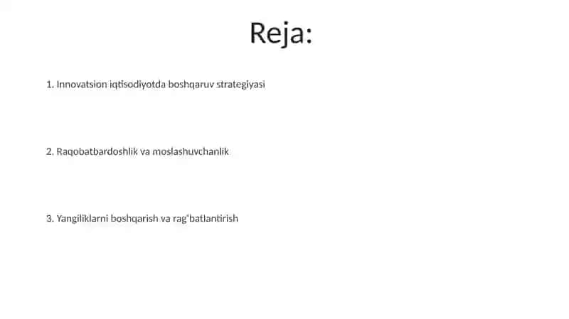 Innovatsion iqtisodiyotda menejment strategiyalari 2