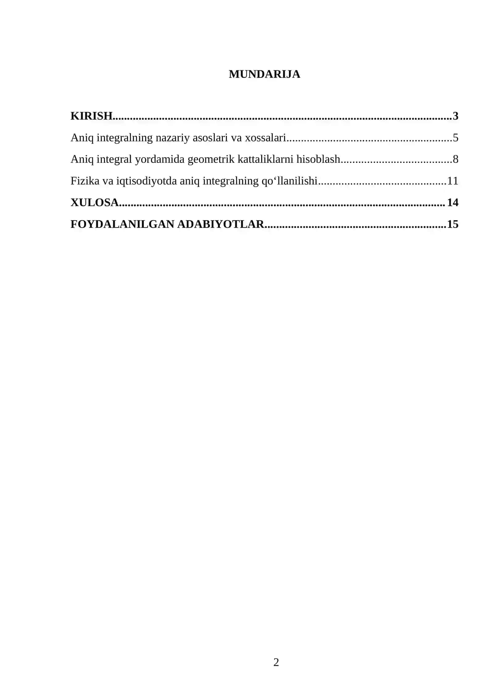 Aniq integralning tadbiqlari 2
