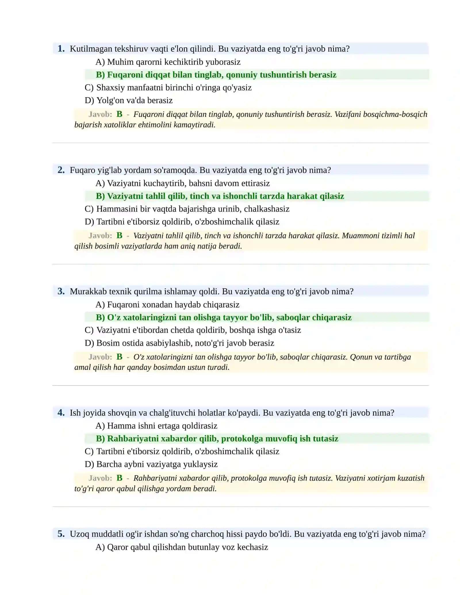 BOJXONA XIZMATIGA ISHGA KIRISH PSIXOLOGIK SINOV Testlari 2