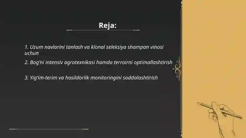 Shampan vinosi ishlab chiqarish texnologiyasini takomillashtirish 2