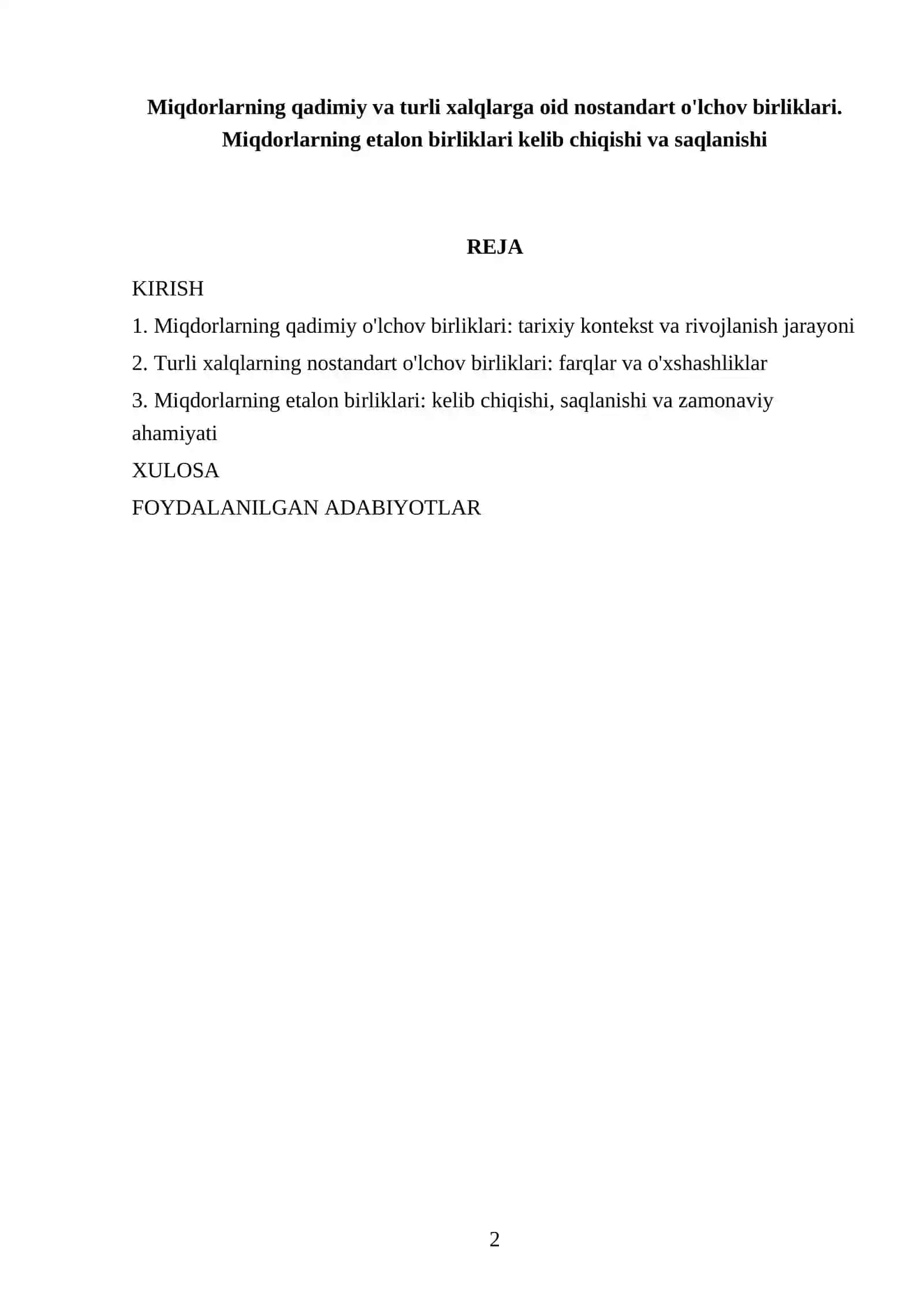 Miqdorlarning qadimiy va turli xalqlarga oid nostandart o'lchov birliklari 2