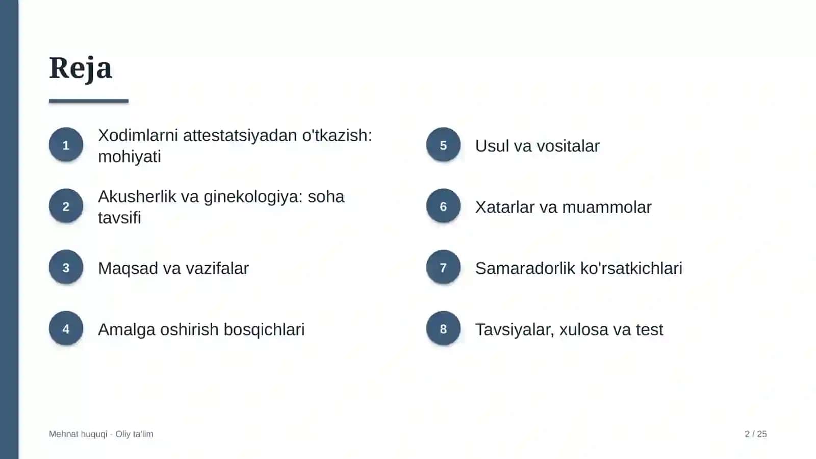 Akusherlik va ginekologiyada xodimlarni attestatsiyadan o'tkazish 2