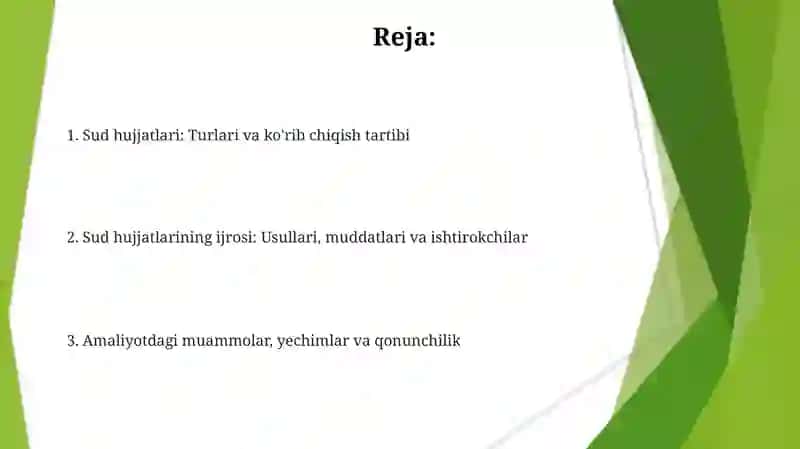 Sud hujjatlarini qayta koʻrish. Sud hujjatlarining ijrosi 2