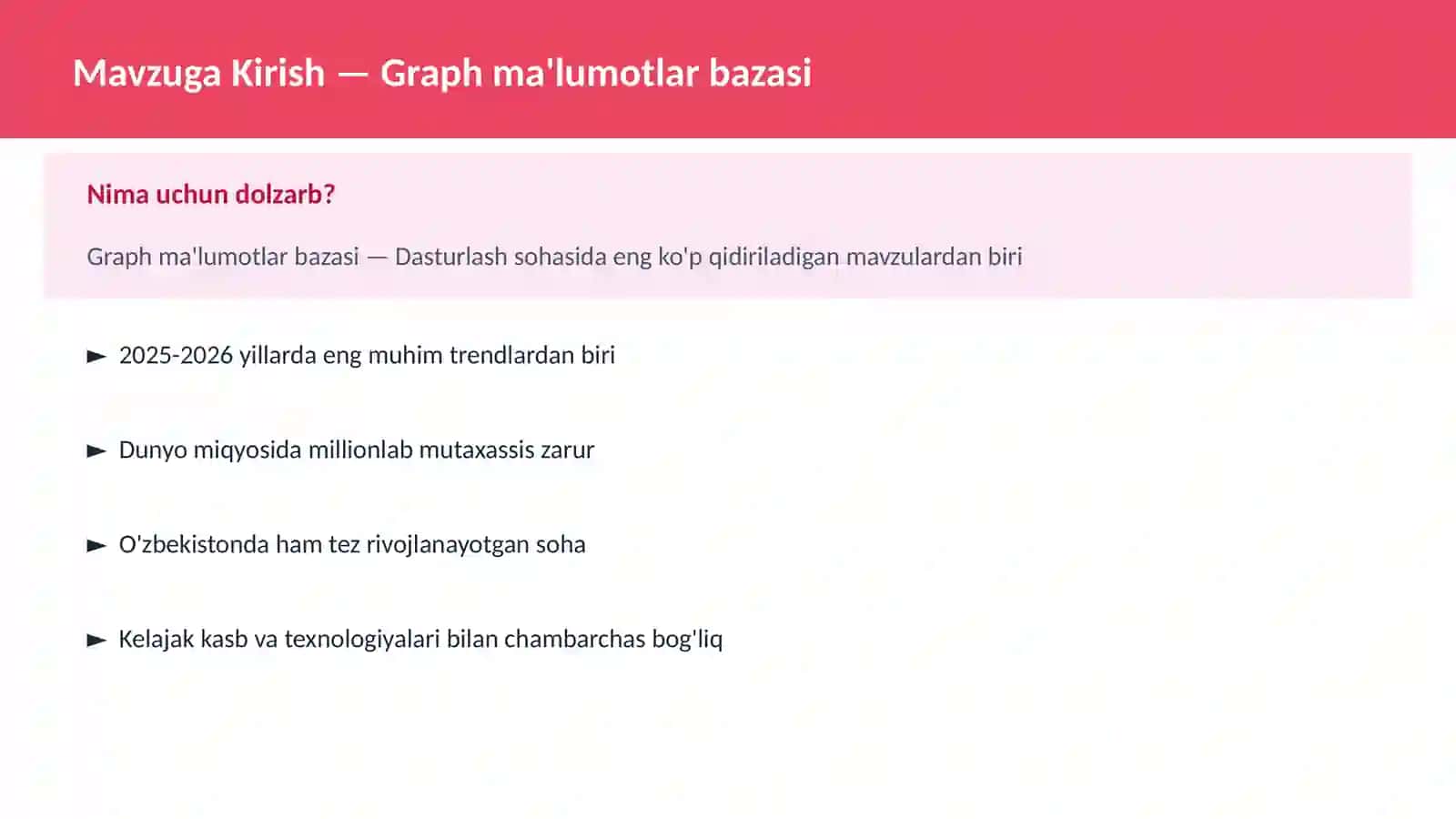 Graph ma'lumotlar bazasi 2