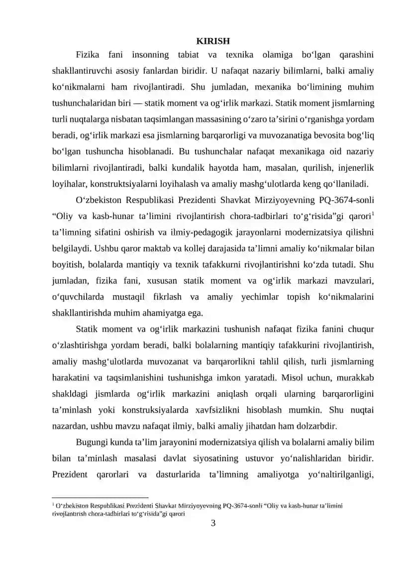 STATIK MOMENT VA OG‘IRLIK MARKAZINING HISOBLANISHI 2