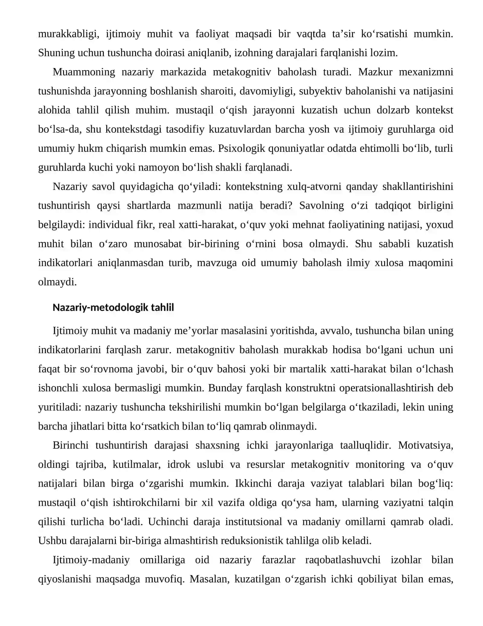 METAKOGNITIV MONITORING VA O‘QUV NATIJALARI — IJTIMOIY-MADANIY OMILLARI 2