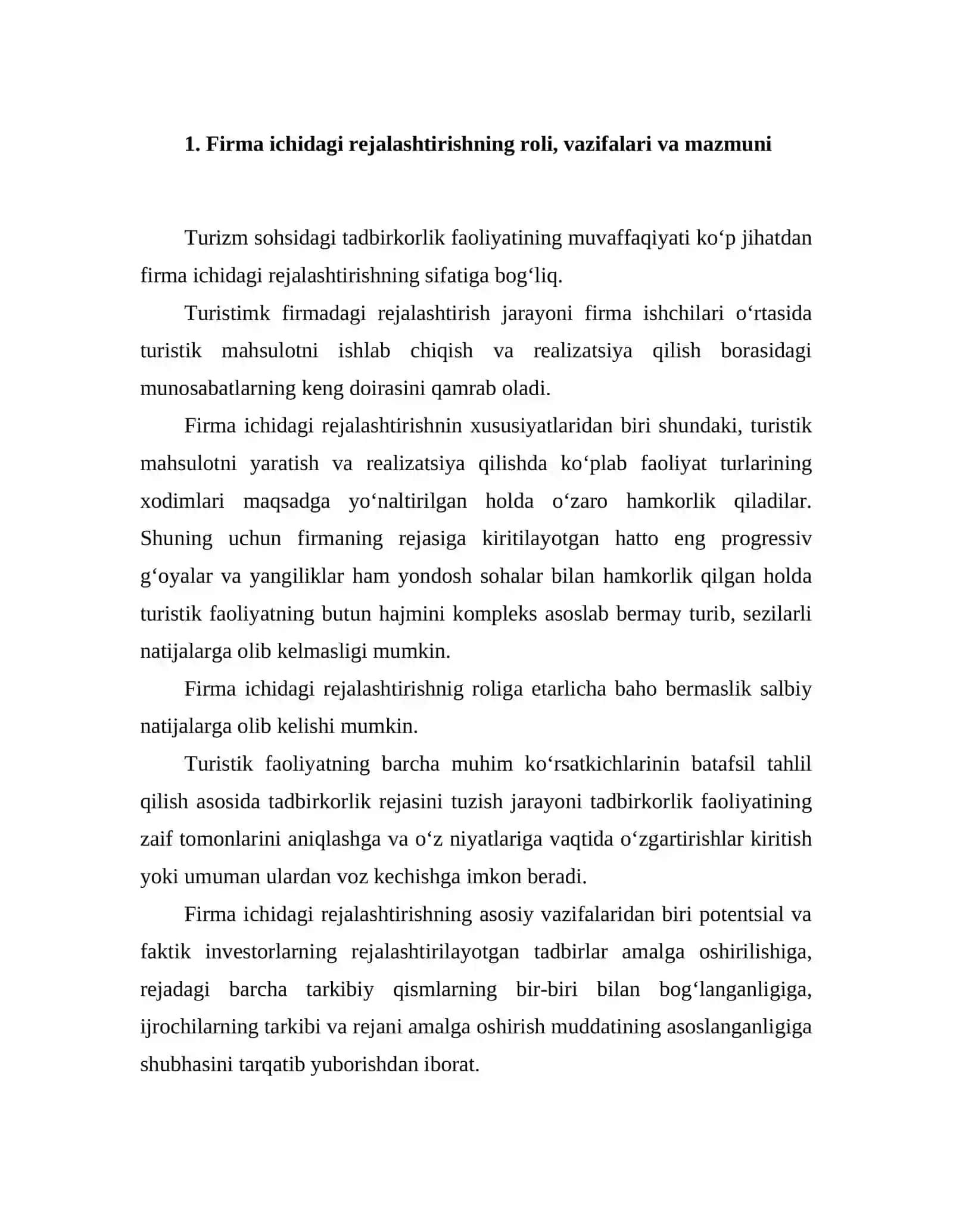 Firma ichidagi Rejalashtirishning Xususiyatlari 2