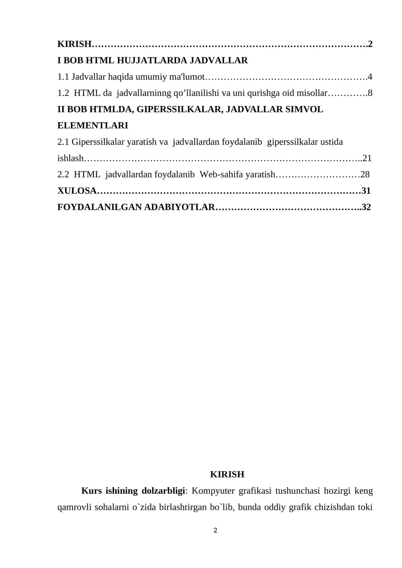 HTML JADVALLARI BILAN ISHLASH 2