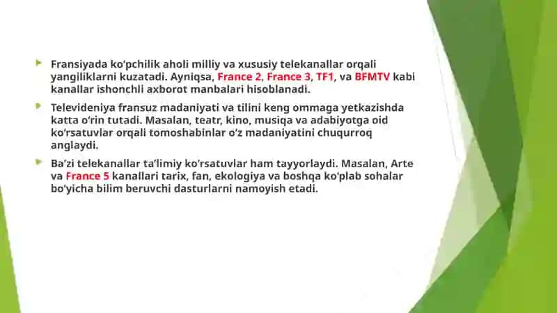 FRANSIYADA TELEVIDENIYANING O’RNI 2