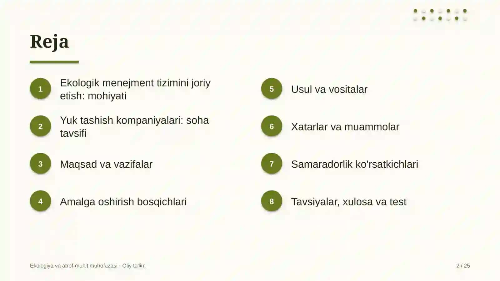 Yuk tashish kompaniyalarida ekologik menejment tizimini joriy etish 2