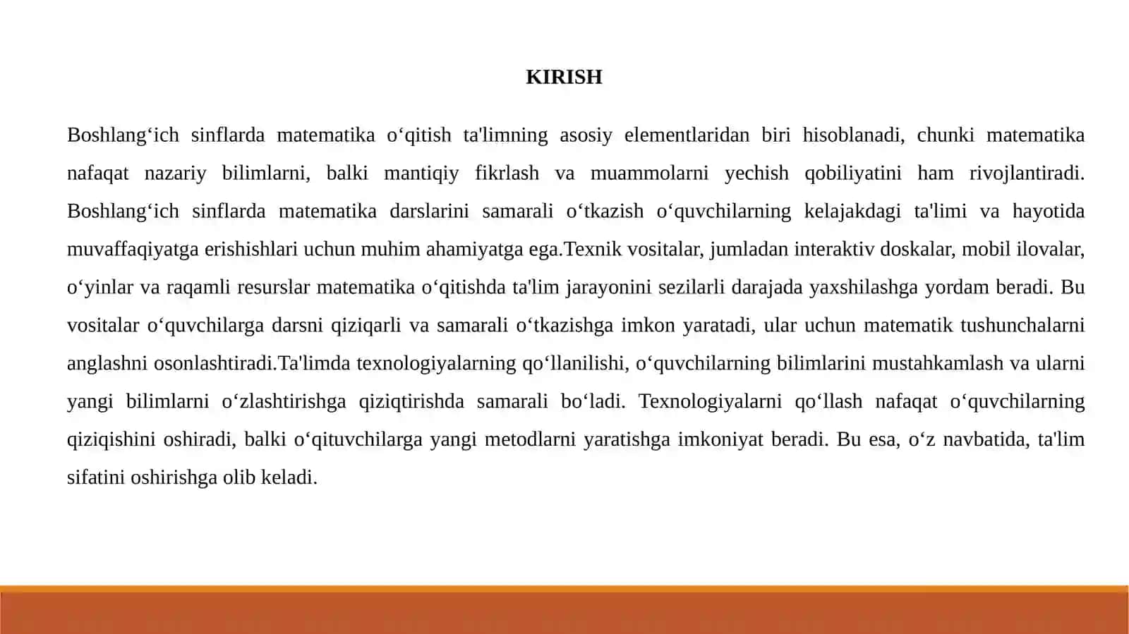 Boshlangʻich sinflarda matematika oʻqitishtexnik vositalardan foydalanish metodikasi 2
