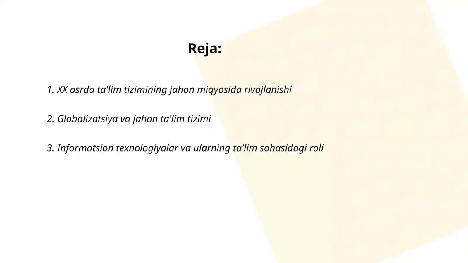 XX asr Jahon ta'lim tizimidagi global tendensiyalar 2