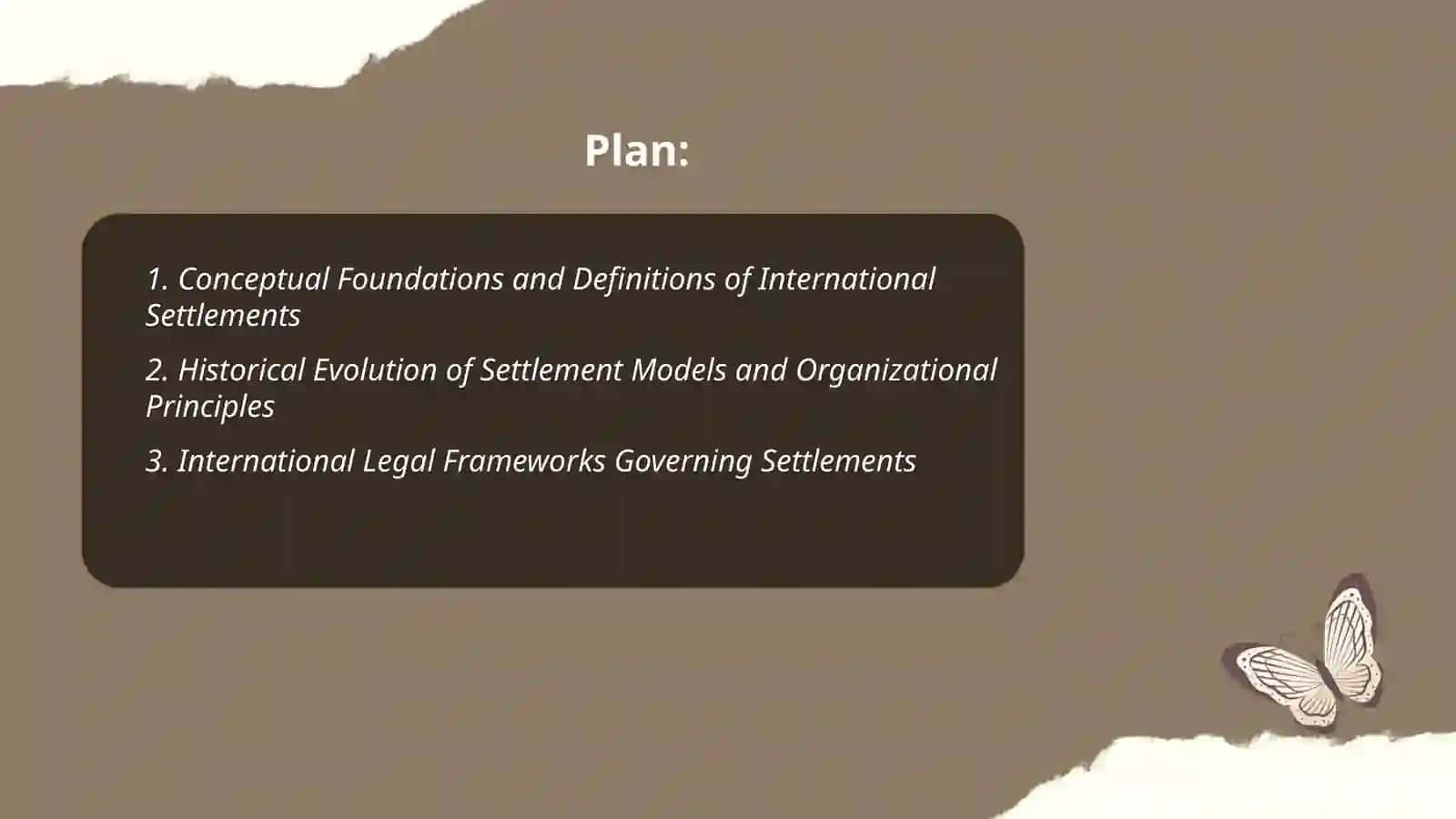International Settlements and their Organizational Principles 2