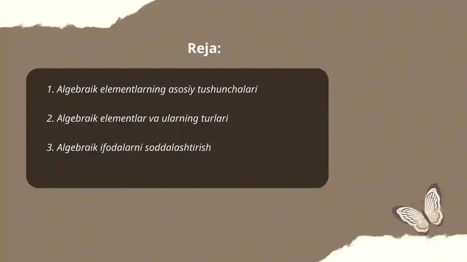 Algebraik elementlarni o'rgatish metodikasi 2