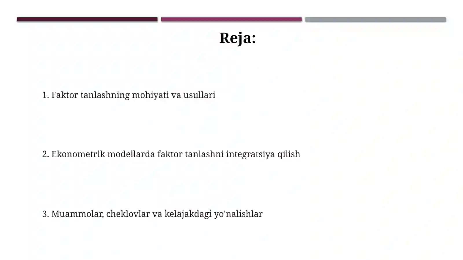 Ko'p omilli ekonometrik tahlilda omillarni tanlash muammosi 2