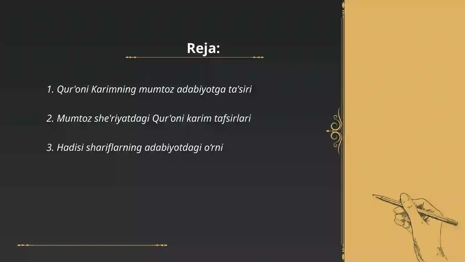 Mumtoz adabiyot taraqqiyotida Qur'oni karim g‘oyalari va hadisi sharifdagi fikrlarning o‘rni va ahamiyati 2